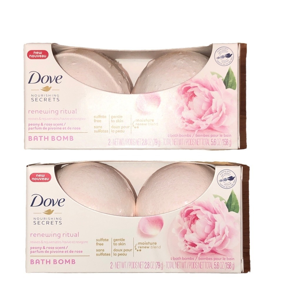 2X Dove Nourishing Secrets Ritual Bath Bombs‎ Peony & Rose Scent 2.8 OZ  4pc NEW